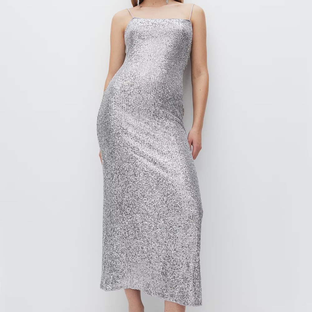 H&M TIE-DETAIL SLIP DRESS S NWT